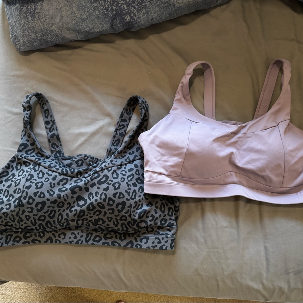 Running Girl- Women’s Supportive Sports Bras - Lavender and Gray Leopard